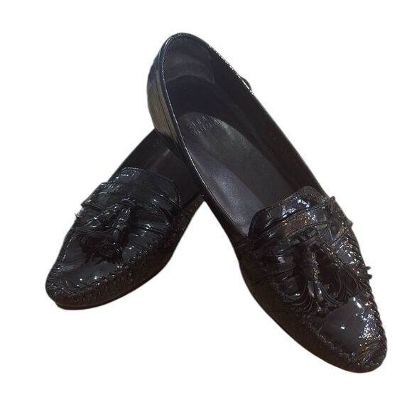 Stuart Weitzman Patent leather Tassel‎ Loafer size 7 Black - Picture 1 of 15